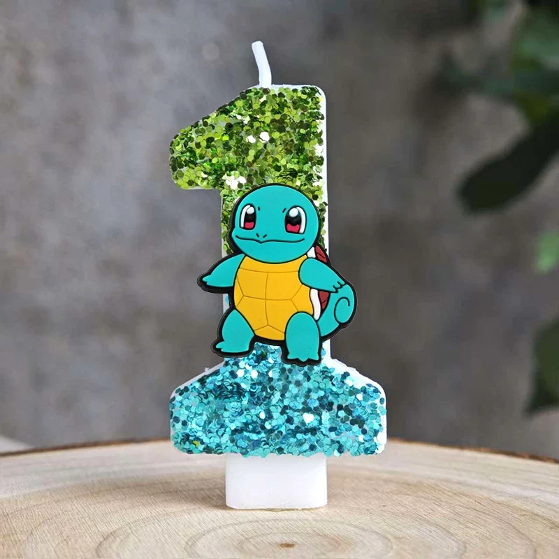 Bougies à paillettes Pokémon Pikachu pour les anniversaires avec année en différentes couleurs