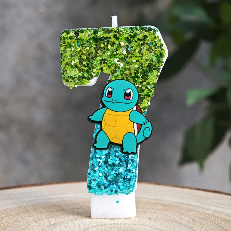 Bougies à paillettes Pokémon Pikachu pour les anniversaires avec année en différentes couleurs