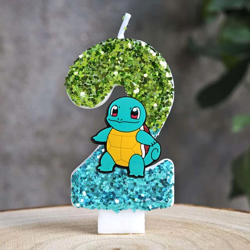 Bougies à paillettes Pokémon Pikachu pour les anniversaires avec année en différentes couleurs