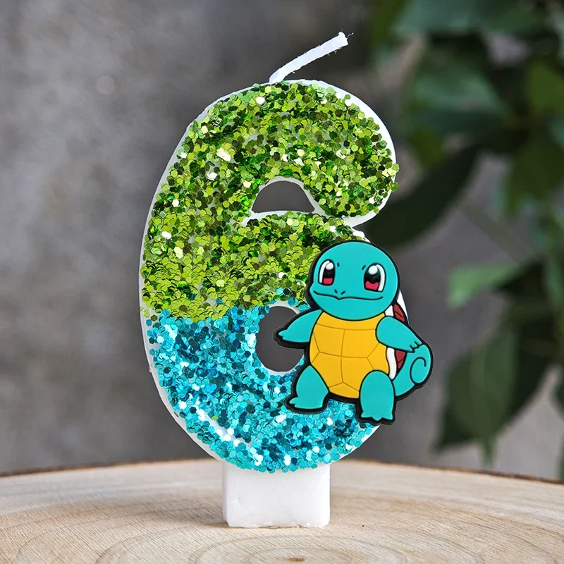Bougies à paillettes Pokémon Pikachu pour les anniversaires avec année en différentes couleurs