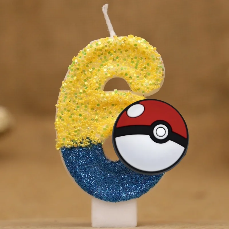 Bougie d'anniversaire Pokeball avec numéro pour gâteau, tarte, anniversaire etc.