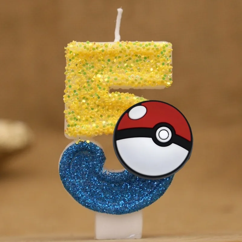 Bougie d'anniversaire Pokeball avec numéro pour gâteau, tarte, anniversaire etc.