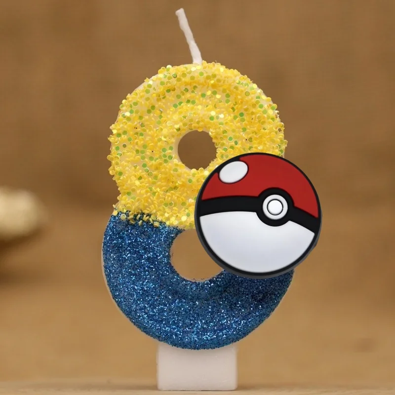 Bougie d'anniversaire Pokeball avec numéro pour gâteau, tarte, anniversaire etc.
