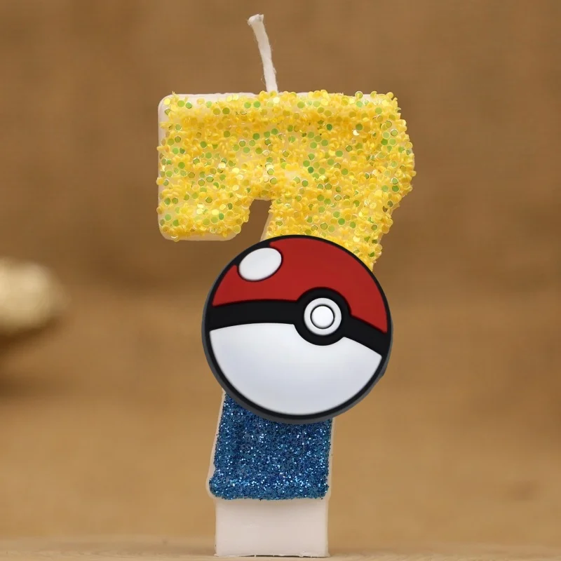 Bougie d'anniversaire Pokeball avec numéro pour gâteau, tarte, anniversaire etc.