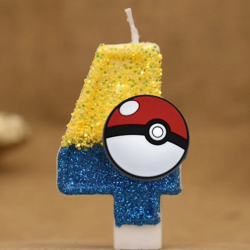 Bougie d'anniversaire Pokeball avec numéro pour gâteau, tarte, anniversaire etc.