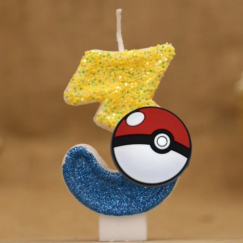 Bougie d'anniversaire Pokeball avec numéro pour gâteau, tarte, anniversaire etc.