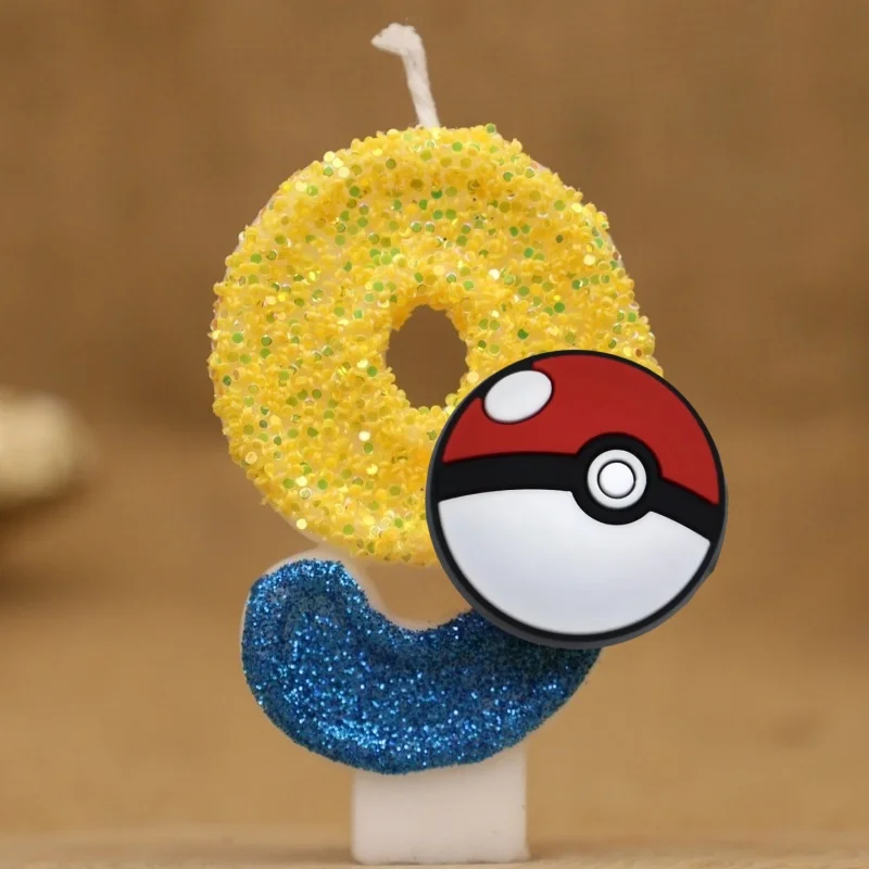 Bougie d'anniversaire Pokeball avec numéro pour gâteau, tarte, anniversaire etc.