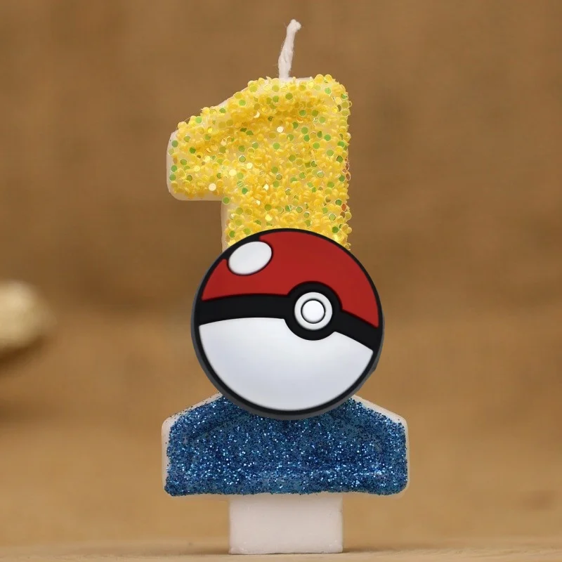 Bougie d'anniversaire Pokeball avec numéro pour gâteau, tarte, anniversaire etc.