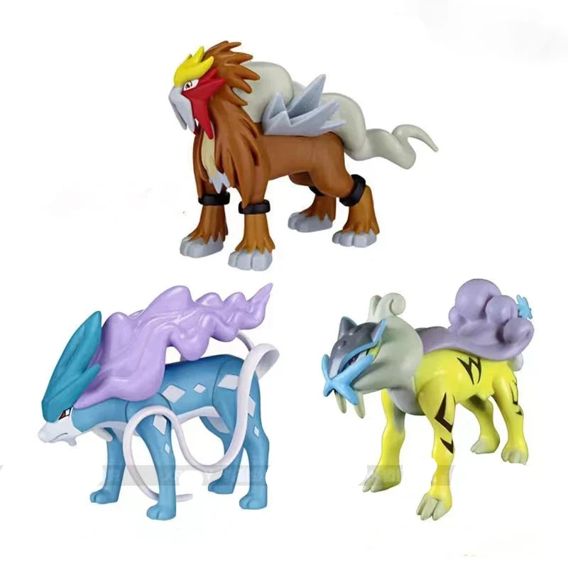 Lot de 3 figurines Pokémon Suicune, Entei et Raikou