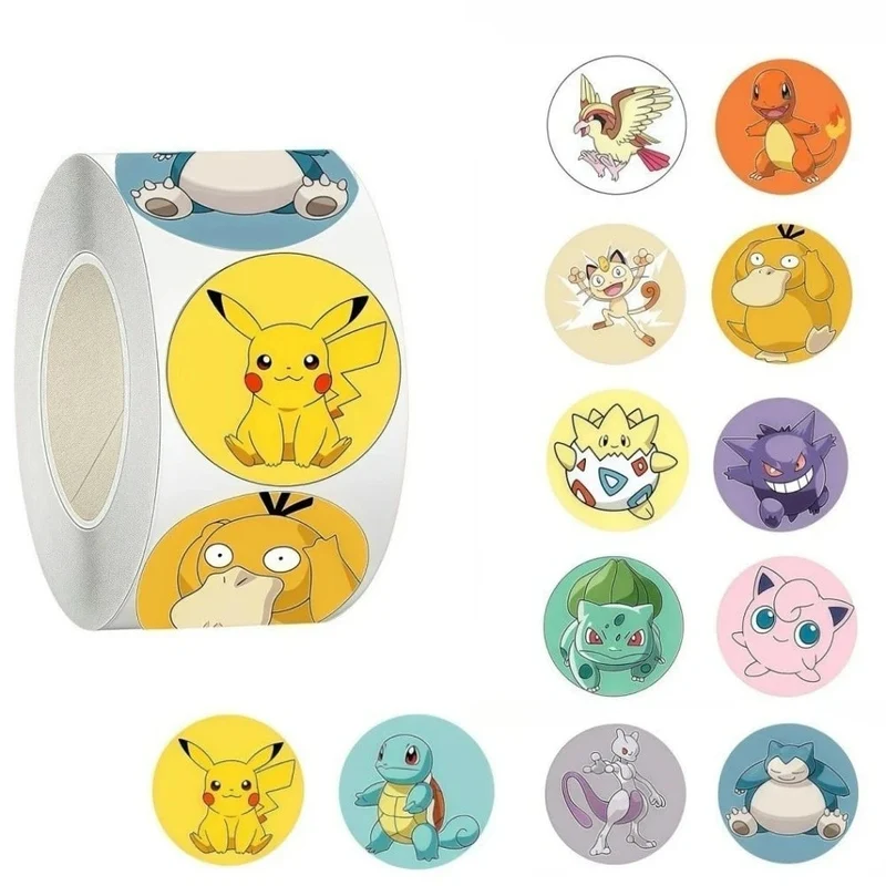 500, 1000 ou 2000 autocollants Pokémon sur un rouleau