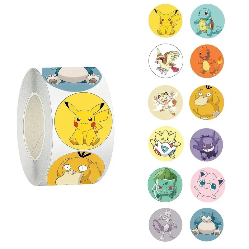 500, 1000 ou 2000 autocollants Pokémon sur un rouleau