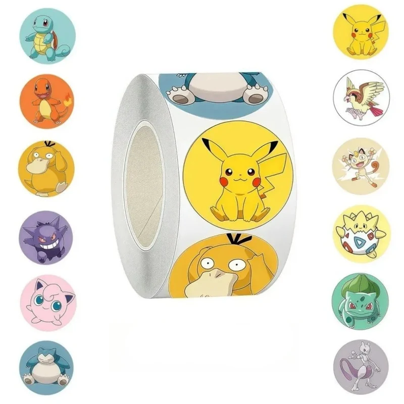 500, 1000 ou 2000 autocollants Pokémon sur un rouleau