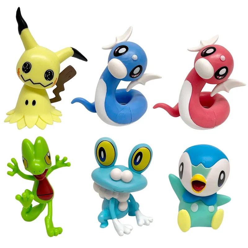 Ensemble de 6 figurines Pokémon avec Mimigma Mimiqui, Minidraco, Froxy Grenousse, Gecko Treecko, Plinfa