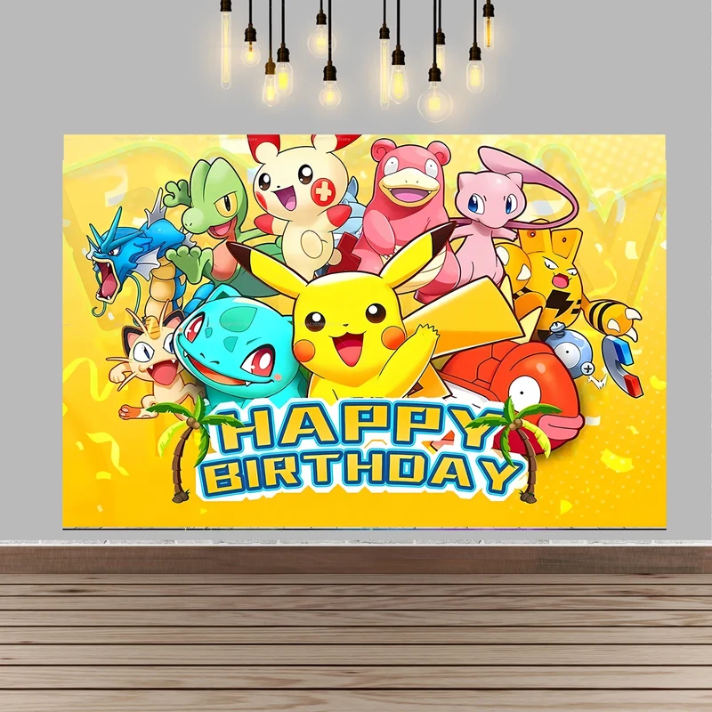 Bannière d'arrière-plan d'affiche d'anniversaire pour enfants Pikachu pour anniversaire, fête, etc.