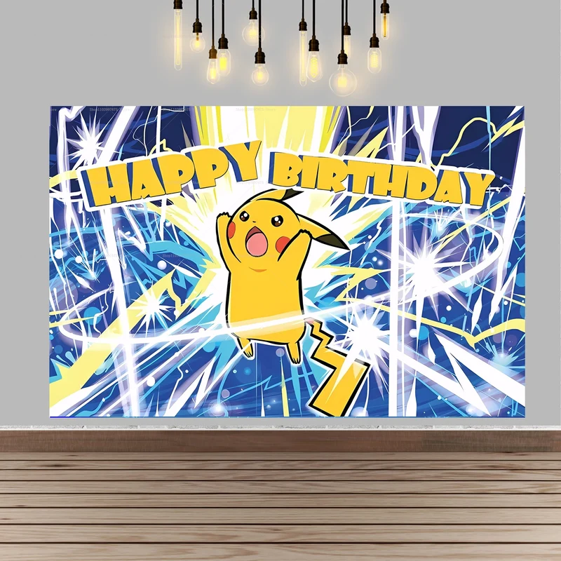 Bannière d'arrière-plan d'affiche d'anniversaire pour enfants Pikachu pour anniversaire, fête, etc.