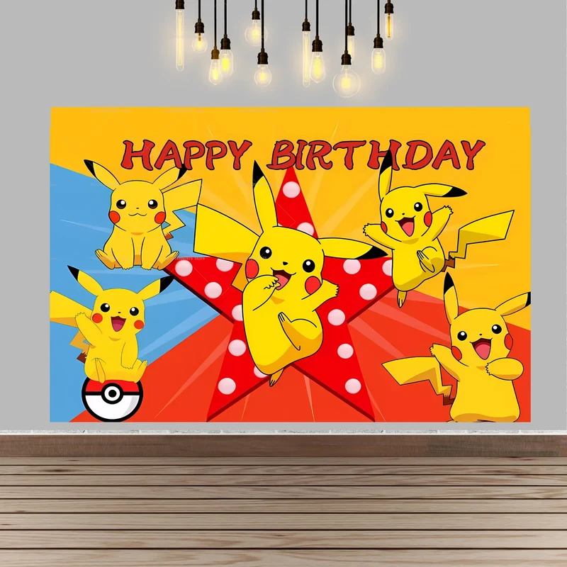 Bannière d'arrière-plan d'affiche d'anniversaire pour enfants Pikachu pour anniversaire, fête, etc.