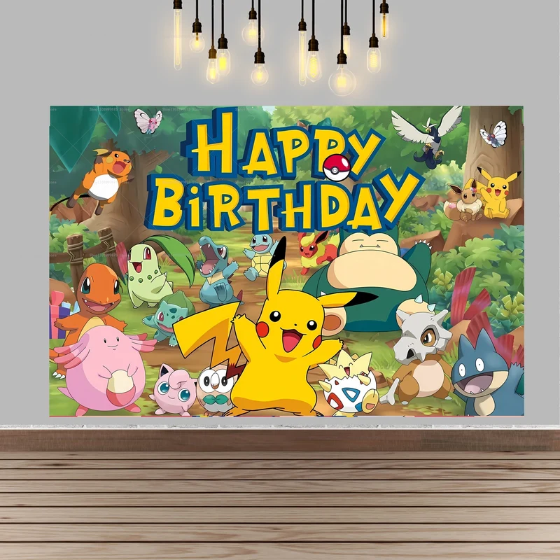 Bannière d'arrière-plan d'affiche d'anniversaire pour enfants Pikachu pour anniversaire, fête, etc.