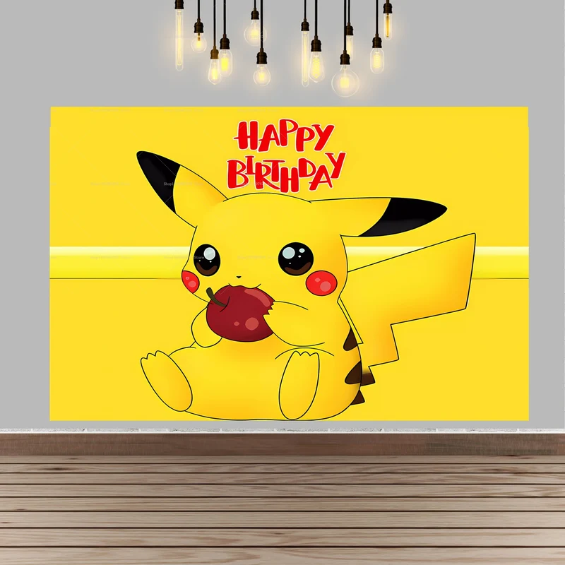 Bannière d'arrière-plan d'affiche d'anniversaire pour enfants Pikachu pour anniversaire, fête, etc.