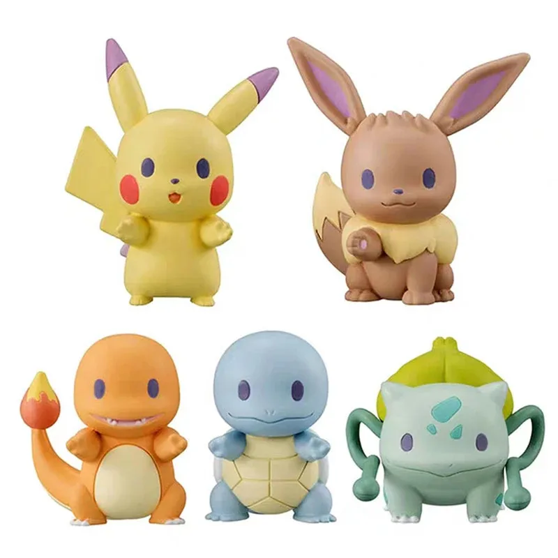 Lot de 5 figurines Pokémon : Pikachu, Évoli, Carapuce, Salamèche et Bulbizarre