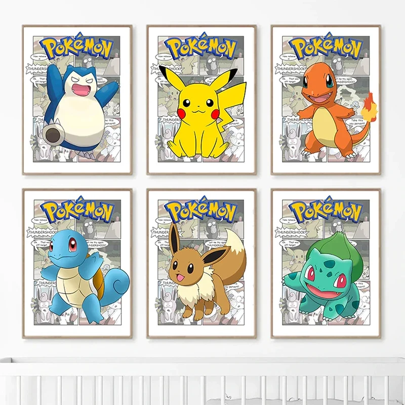 Affiche sur toile Pokémon au look bande dessinée dans de nombreux modèles