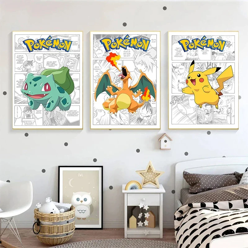 Affiche sur toile Pokémon au look bande dessinée dans de nombreux modèles