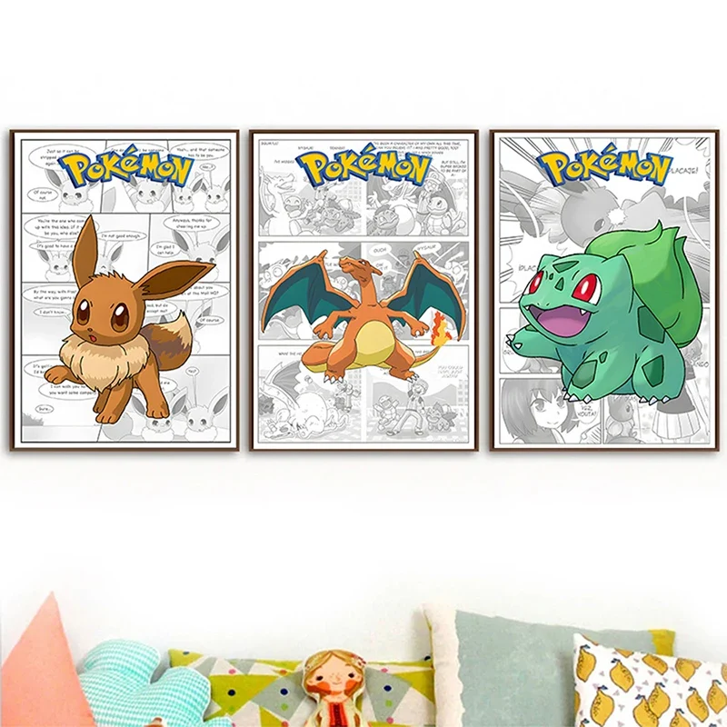 Affiche sur toile Pokémon au look bande dessinée dans de nombreux modèles
