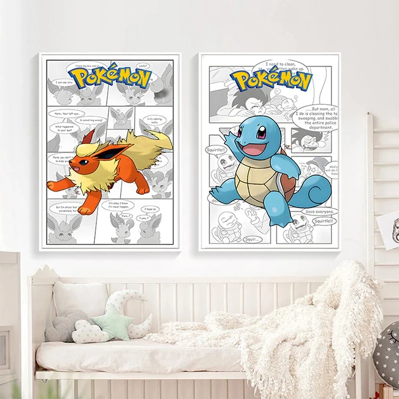 Affiche sur toile Pokémon au look bande dessinée dans de nombreux modèles