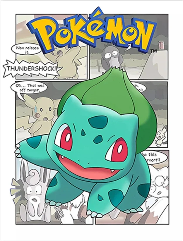 Affiche sur toile Pokémon au look bande dessinée dans de nombreux modèles