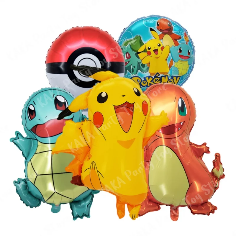 Lot de 5 ballons Pokémon pour célébration, anniversaire, fête, décoration