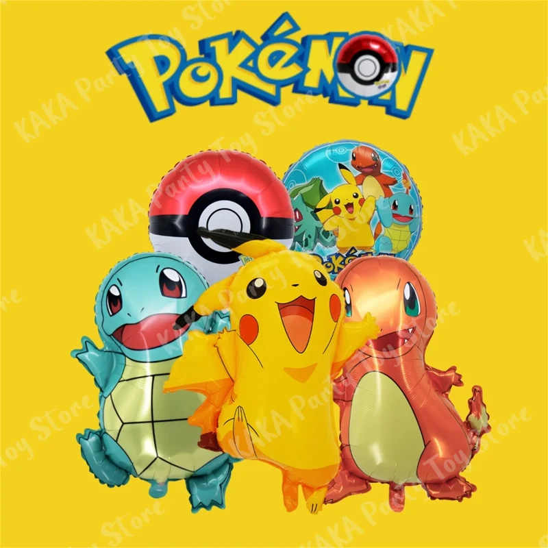 Lot de 5 ballons Pokémon pour célébration, anniversaire, fête, décoration