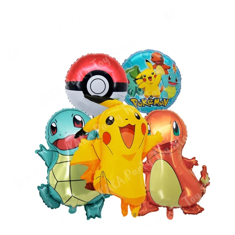 Lot de 5 ballons Pokémon pour célébration, anniversaire, fête, décoration