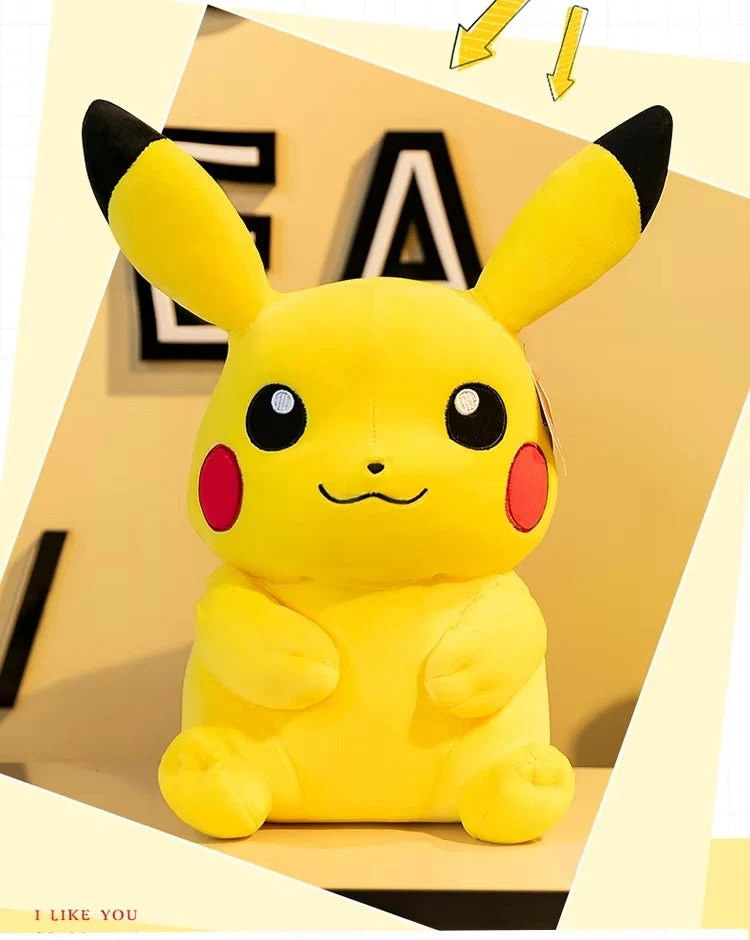 Magnifique peluche Pikachu souriante disponible en plusieurs tailles
