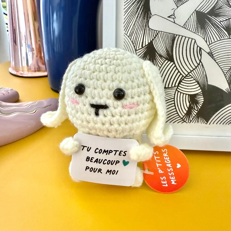 Lapin en crochet « Tu comptes beaucoup pour moi » – Petit cadeau tendresse 🐰