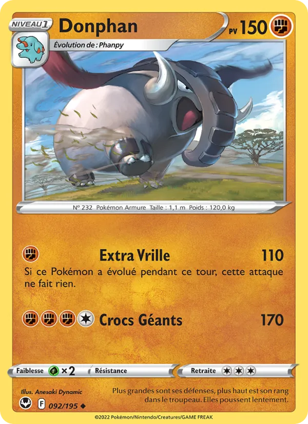 Donphan 92/195 — EB12 – Tempête Argentée — Carte Pokémon française