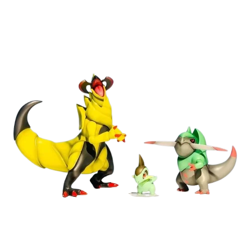 Coffret de figurines Pokémon avec Milza Axew, Sharfax Fraxure et Maxax Haxorus (environ 2 à 11 cm)
