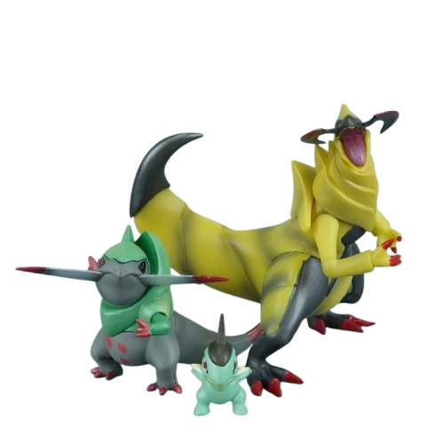 Coffret de figurines Pokémon avec Milza Axew, Sharfax Fraxure et Maxax Haxorus (environ 2 à 11 cm)