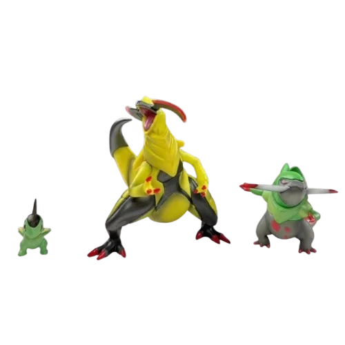 Coffret de figurines Pokémon avec Milza Axew, Sharfax Fraxure et Maxax Haxorus (environ 2 à 11 cm)