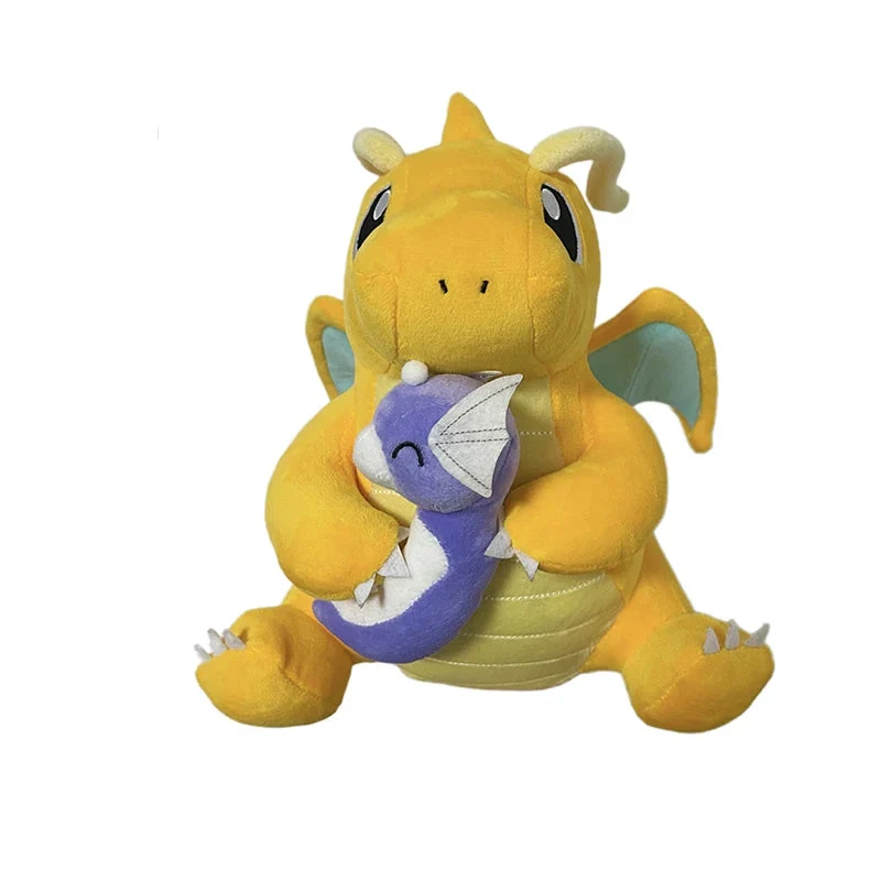 Adorable peluche Pokémon Dragoran Dracolosse avec Minidraco (environ 27 cm)