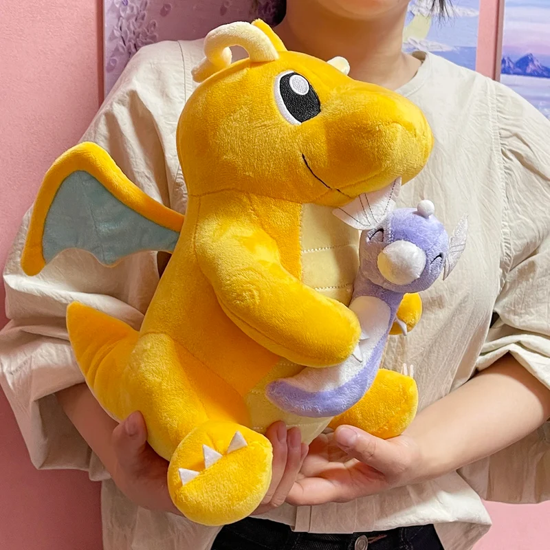 Adorable peluche Pokémon Dragoran Dracolosse avec Minidraco (environ 27 cm)