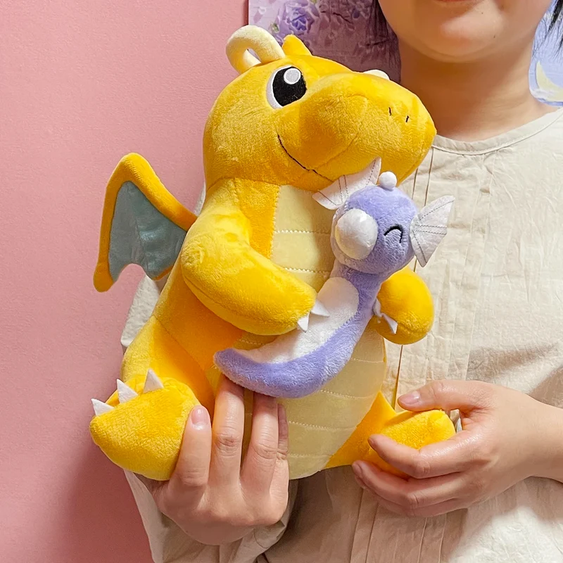 Adorable peluche Pokémon Dragoran Dracolosse avec Minidraco (environ 27 cm)