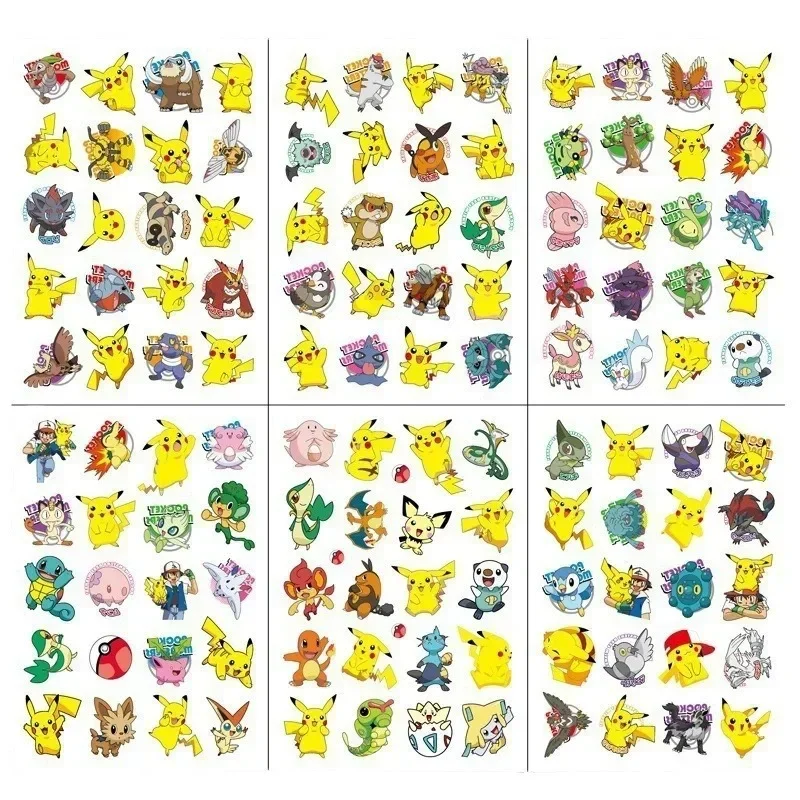 Autocollants de tatouage lumineux Pokémon pour enfants - Brille dans le noir