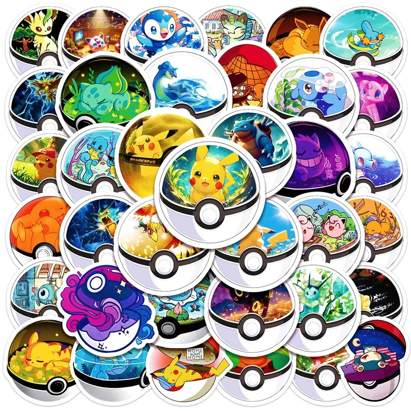 Autocollants Pokéball (10/30/50 pièces)
