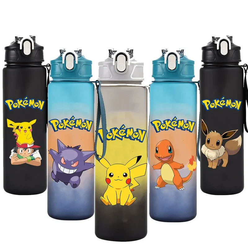 Bouteille d'eau Pokémon colorée pour l'école, le sport et les loisirs (700 ml)