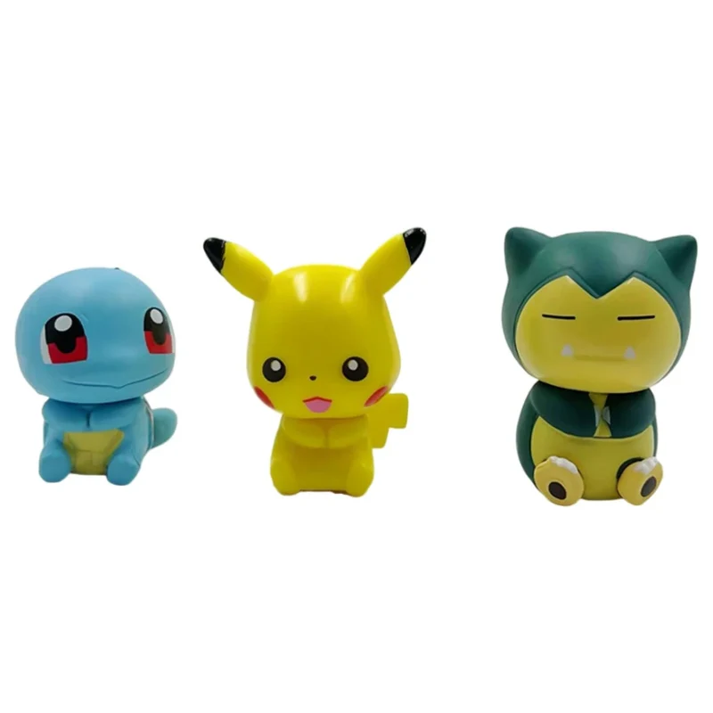 Figurines Pokémon mignonnes dans un pack de 6 (Pikachu, Évoli, Salamèche, Carapuce, Bulbizarre et Ronflex)