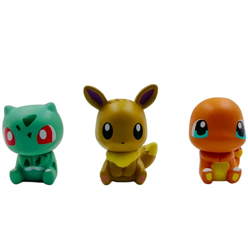 Figurines Pokémon mignonnes dans un pack de 6 (Pikachu, Évoli, Salamèche, Carapuce, Bulbizarre et Ronflex)