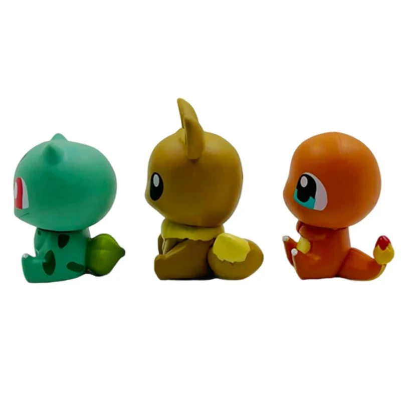 Figurines Pokémon mignonnes dans un pack de 6 (Pikachu, Évoli, Salamèche, Carapuce, Bulbizarre et Ronflex)