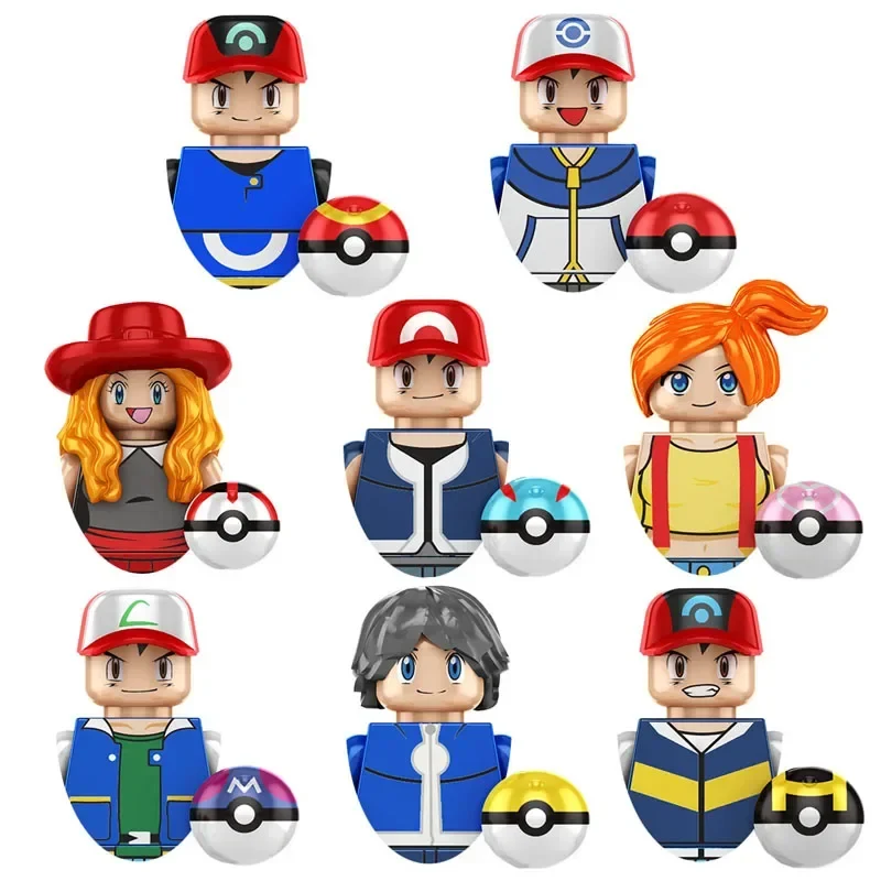 Figurines de dresseurs Pokémon Mini-Block avec Pokeball