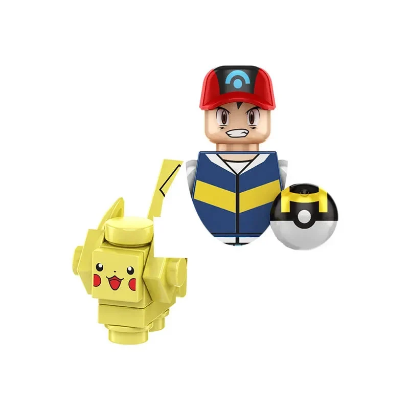 Figurines de dresseurs Pokémon Mini-Block avec Pokeball