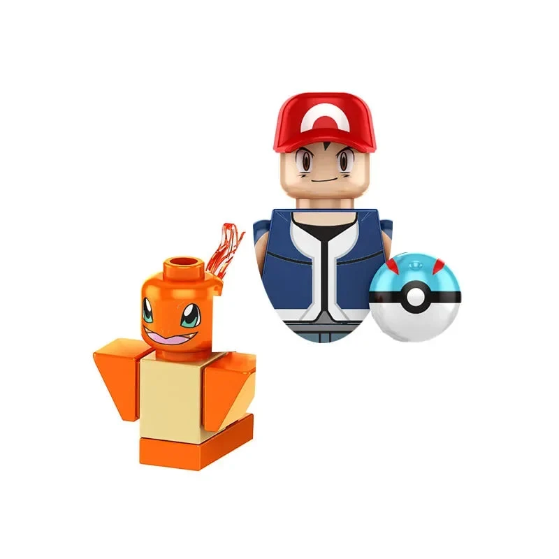 Figurines de dresseurs Pokémon Mini-Block avec Pokeball
