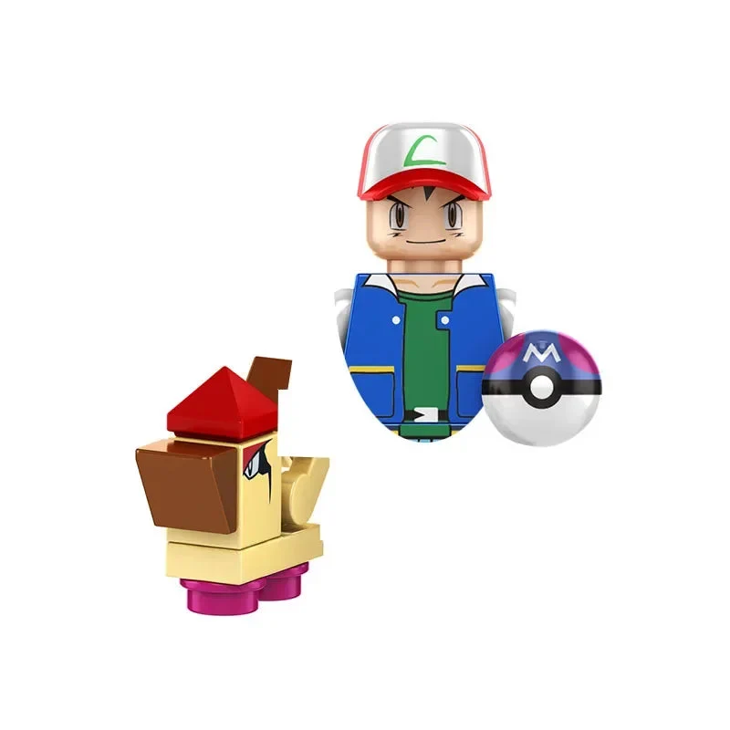 Figurines de dresseurs Pokémon Mini-Block avec Pokeball